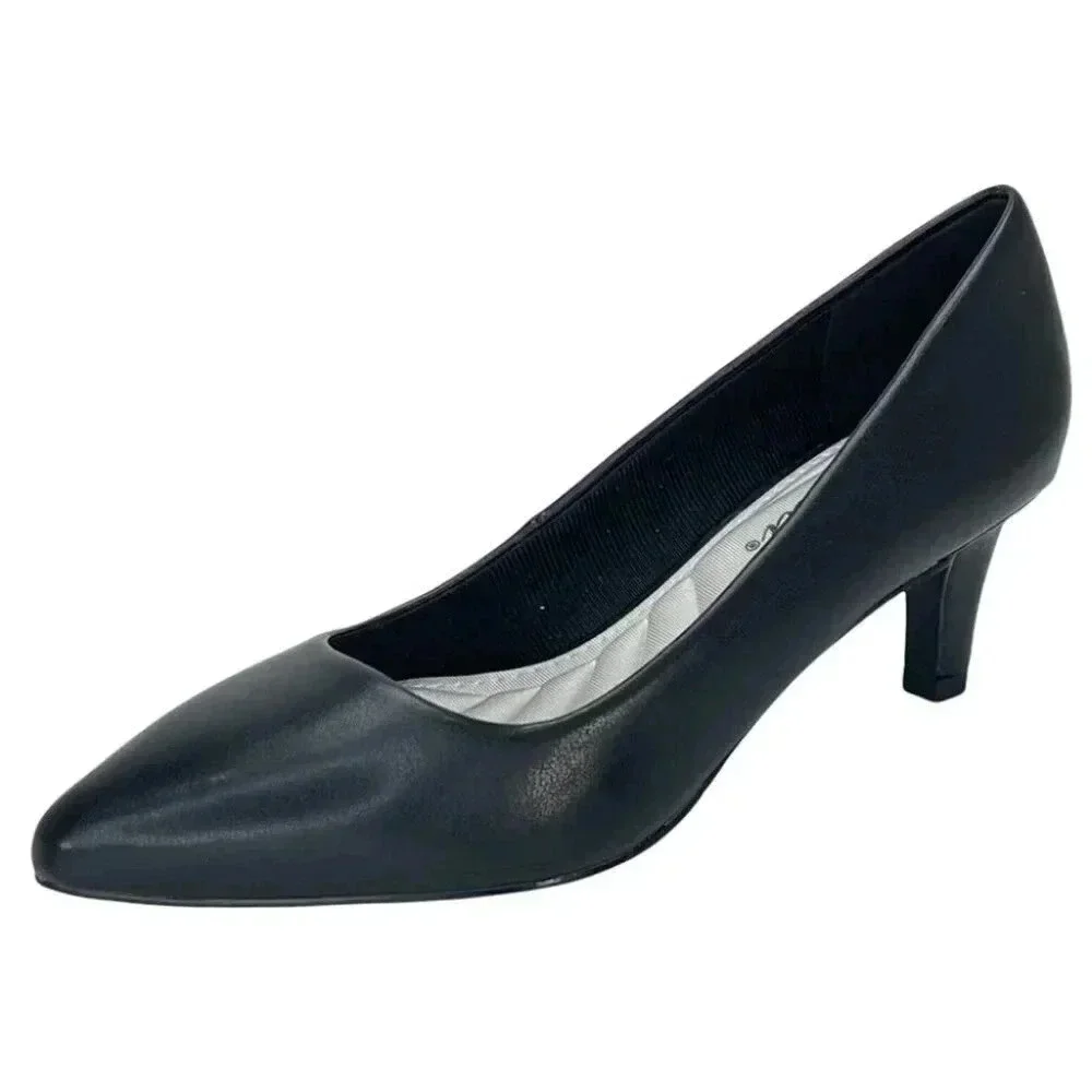 Easy Street Passion Black Faux Leather Womens Heels Size 5.5M